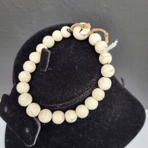 Beautiful Beaded Carved Bone Horn Bracelet 7.5 in